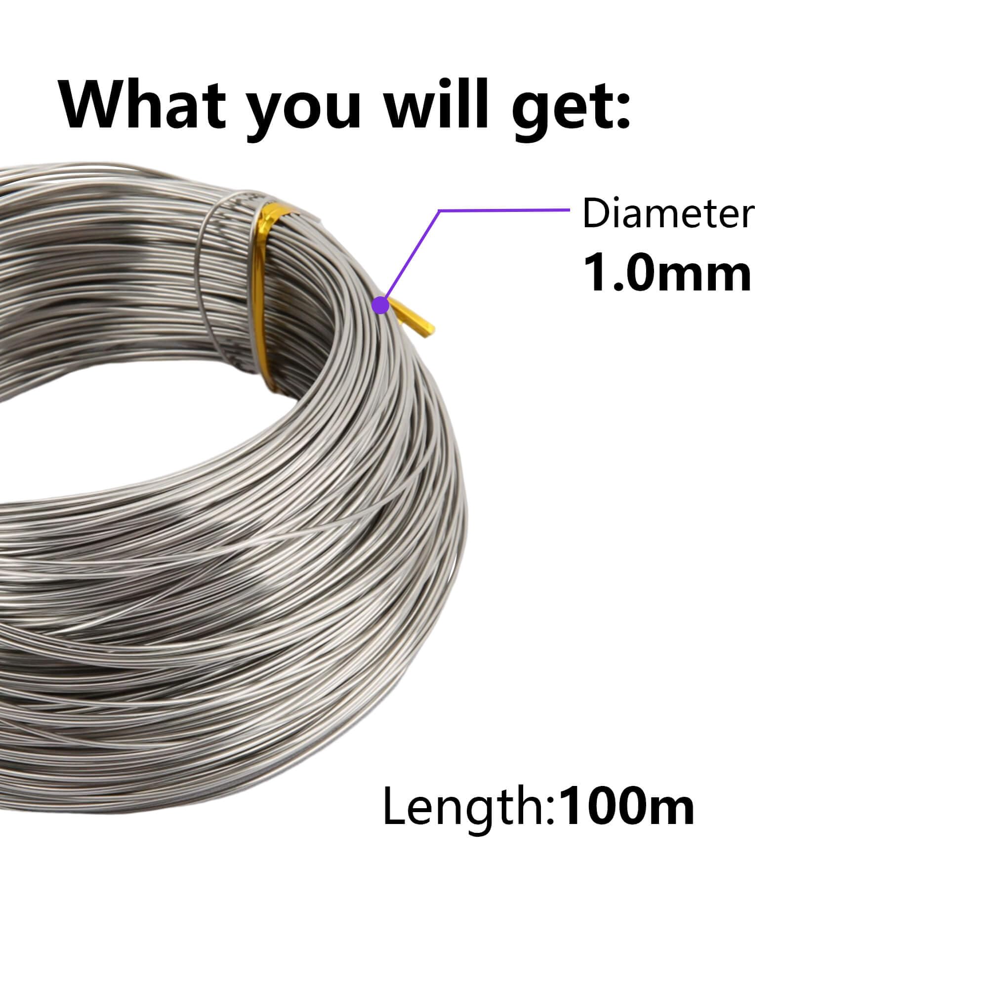 Drut ze stali nierdzewnej, średnica 1 mm, 100 m, długość 100 m, długość 100 m