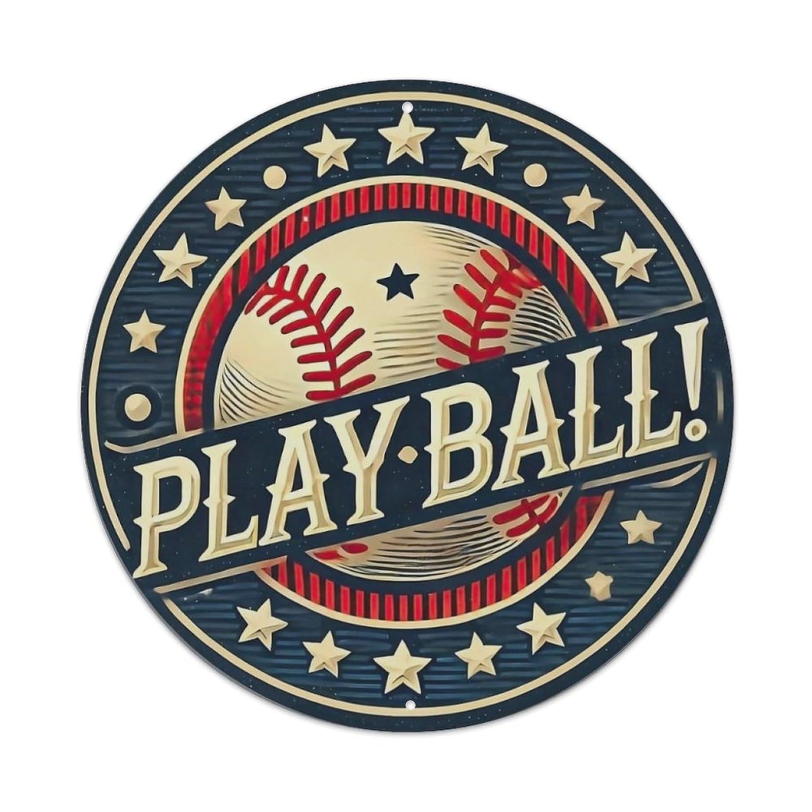 Baseball Stars Stripes Play Ball Metal Tin Sign