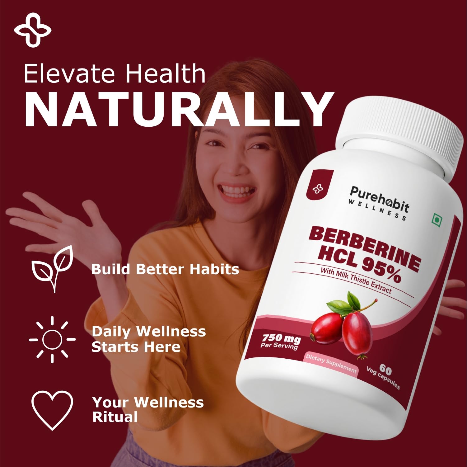 Berberine HCL 95% 500mg with Milk Thistle 250mg, 60 Veg Caps — Amazon image 8