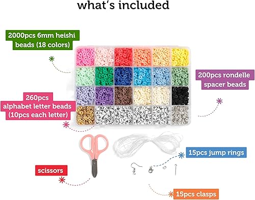 Miniatura 2 de Incraftables Cuentas de arcilla de 0.23 pulgadas para hacer pulseras (2000 piezas) juego de 18 colores. Las mejores cuentas Heishi de arcilla