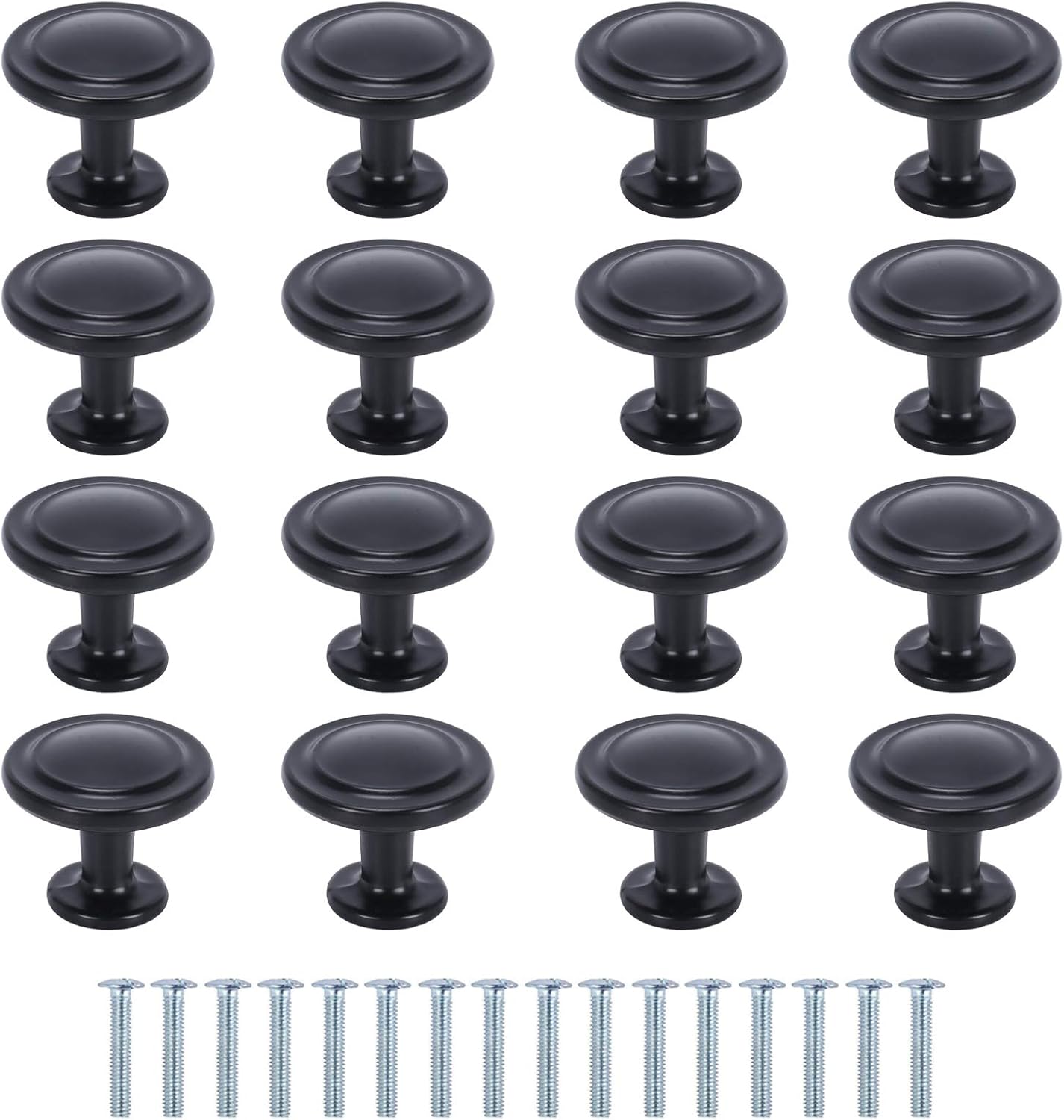ManLee 16pcs Möbelknöpfe Matt Schwarz Schubladenknöpfe Aluminium Kommodenknöpfe Türknöpfe ...