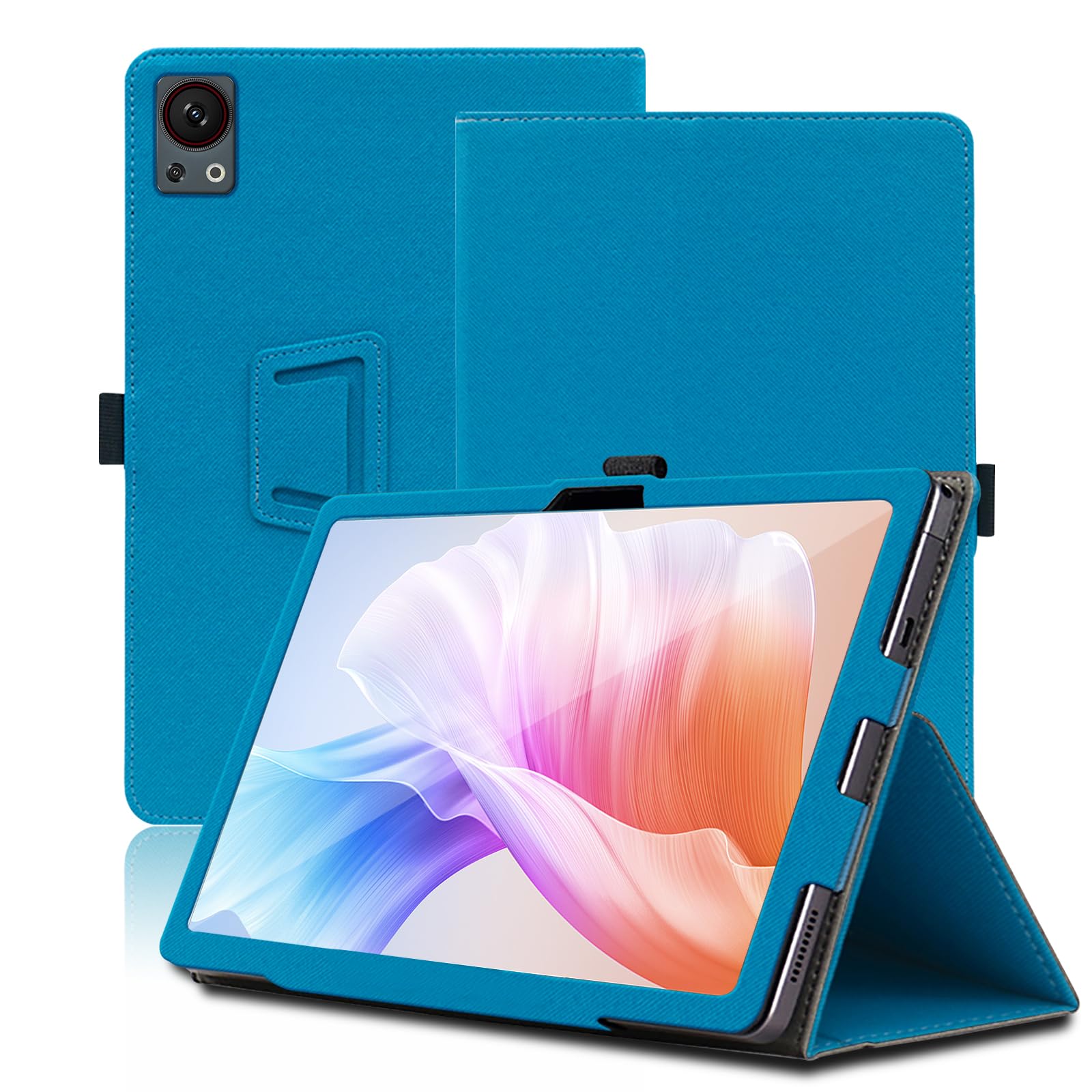 Étui Protection Cuir Synthétique Pour Tablette DOOGEE V Pad 12 Pouces - Dragonne Incluse, Design Texturé Noir