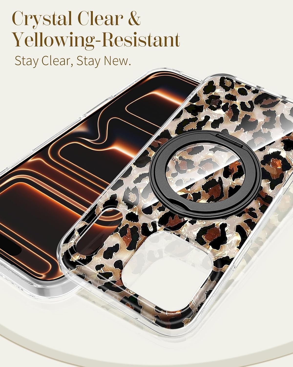 Loheckle for iPhone 17 Pro Max Case with Stand- Compatible with MagSafe Women Girls Cute Aesthetic Unique Design Soft TPU Magnetic Ring Phone Cover for Apple 17 Promax, Leopard image 5