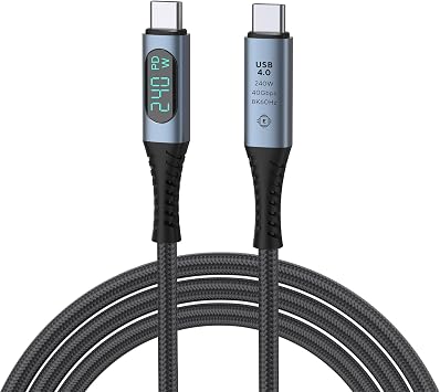LED Ekranl  240W USB C - USB C H zl   arj Kablosu, 48V/5A USB-C PD 3.1, Naylon  rg l  Tip C Erkek - Erkek Kablo Kablosu, MacBook Pro/Air/iPad/Google/HP/Lenovo/Samsung i in Diz st  Veri Kablosu