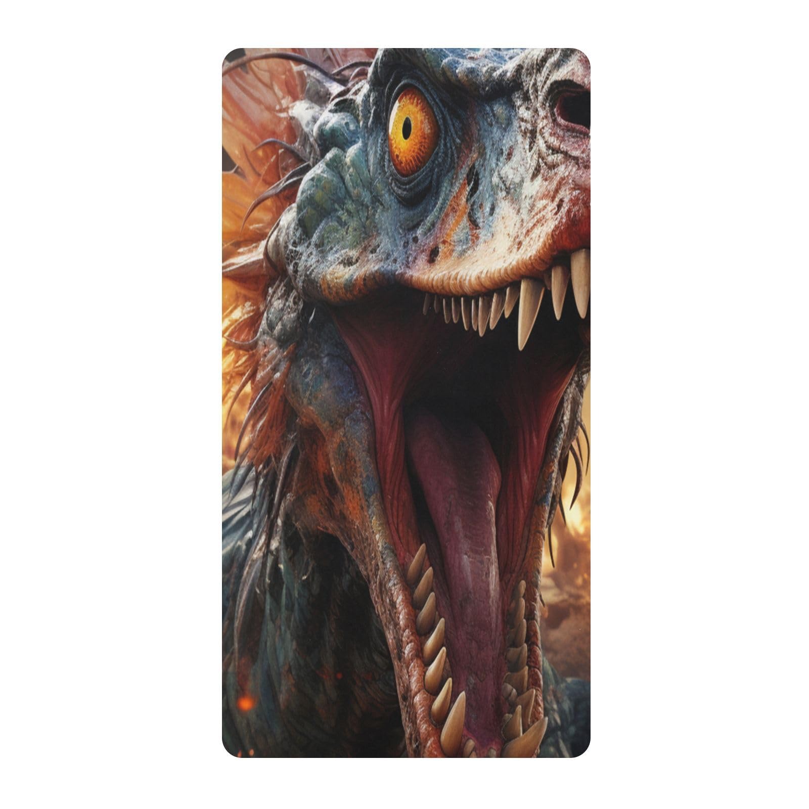 Cartoon Angry Dinosaur Fire Toddler Crib Sheet Soft Cotton Baby Play Sheets Fitted for Mattress Playard