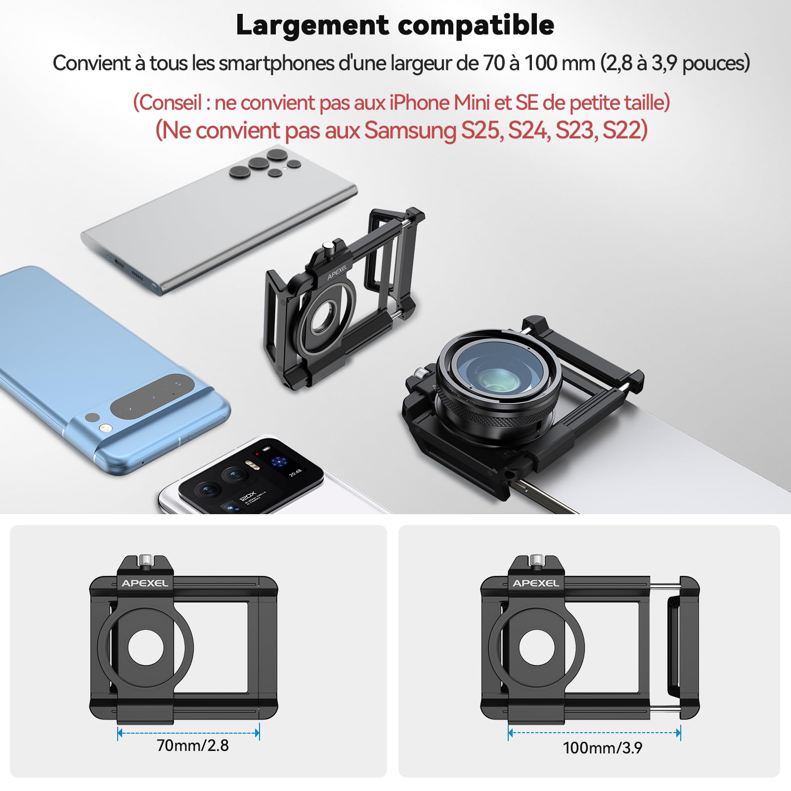 APEXEL Objectif Macro Ultra HD avec Clip Universel pour Téléphone Portable, Objectif Macro pour Smartphone 20X,Compatible avec la Plupart des Téléphones Portables