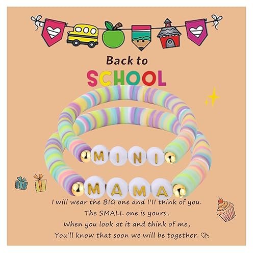 Miniatura 1 de First day of Shcool Kindergarten First Grade Back to School Bracelet Gifts Mom and Daughter Mommy and Me Bracelets (Style2, Back to School)