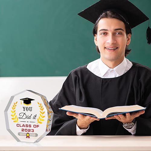 Miniatura 6 de 2 piezas de regalos de graduación de clase de 2023, recuerdo y pisapapeles regalo inspirador de graduación para ella, él, regalo de agradecimiento