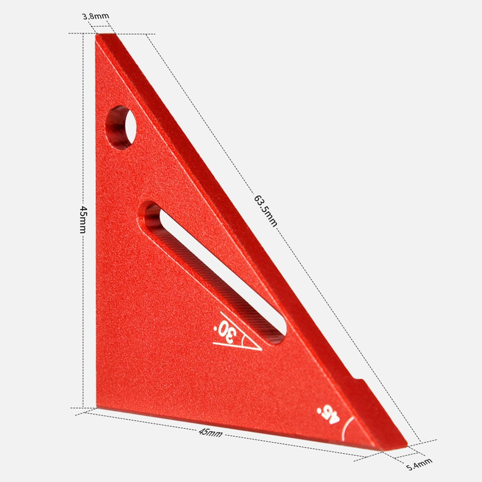 Regla Triangular - Aleación de Aluminio 90/45 Grados Herramienta de medición pequeña Escuadra de Carpintero portátil