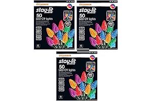Sylvania Stay-Lit Platinum Multicolor LED C-9 Christmas Lights (3-Pack, 50 Lights per String)