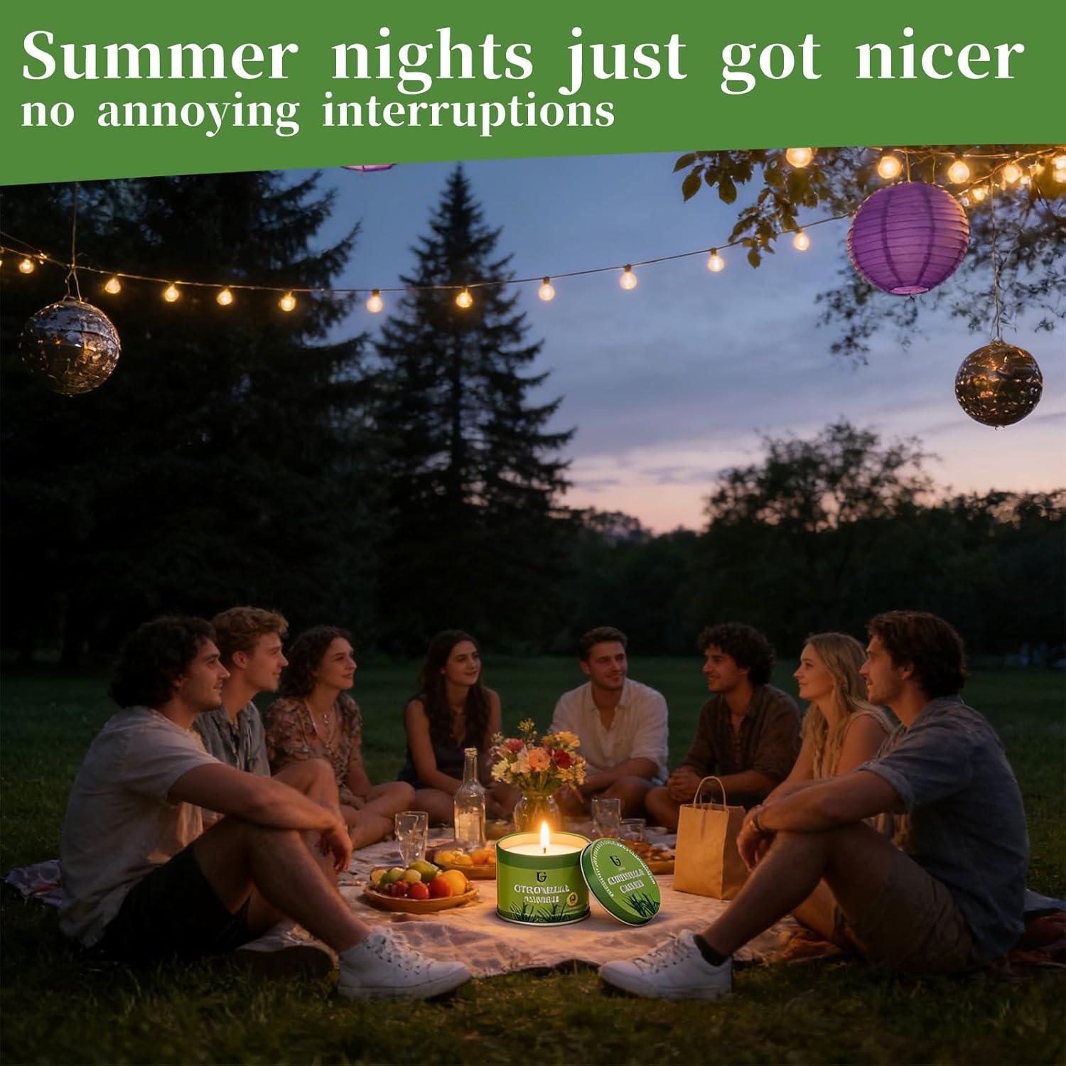 Citronella Candles Outdoor (5.3oz, 6 Packs) Natural Soy Wax Camping Candles, Plant-Based Citronella Essential Oil Large Lemongrass Candle for Patio, Deck, Garden, Backyard, Home Indoor