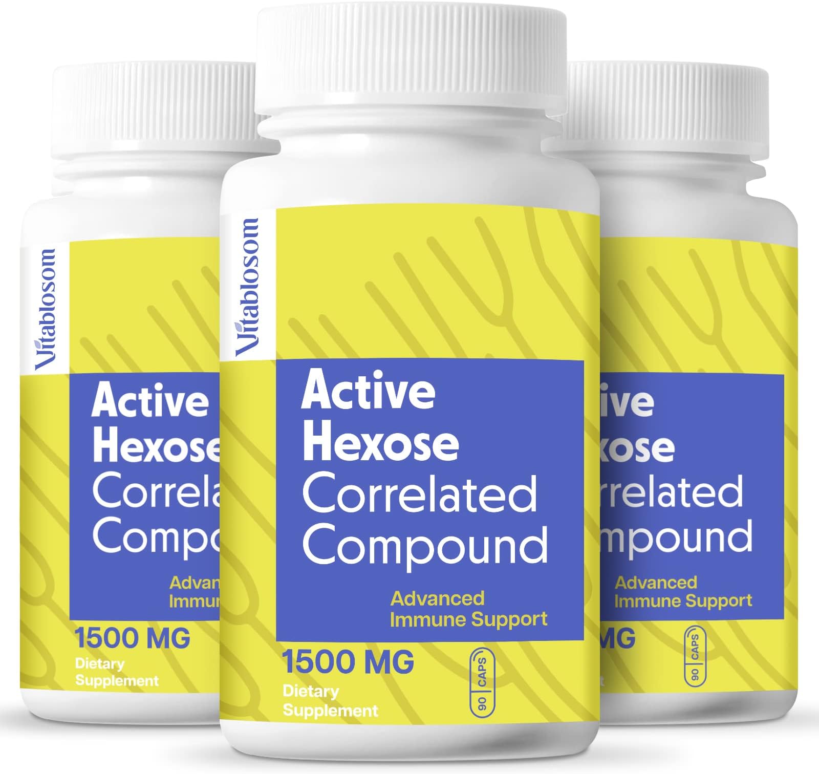 Vitablosom Active Hexose Correlated Compound Supplement 1500mg, Natural Mushroom Supplement Supports Immune Health, Liver Function, Maintains Natural Killer Cell Activity, 270 Capsules
