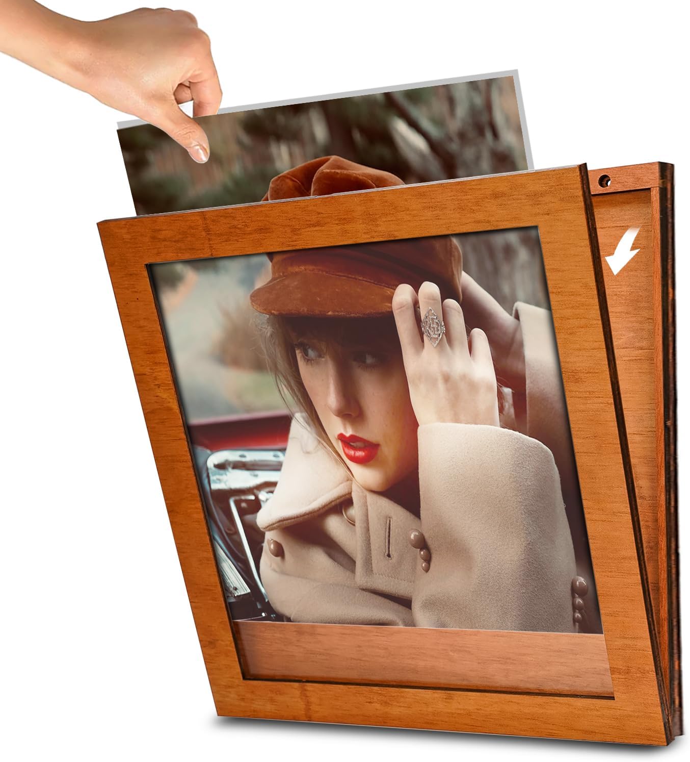 Wooden Vinyl Record Display Frame for 12x12 Inch, Front Opening Vinyl Record Storage Display, Album Frames, Record Holder for The Wall, LP Cover Display (Brown)