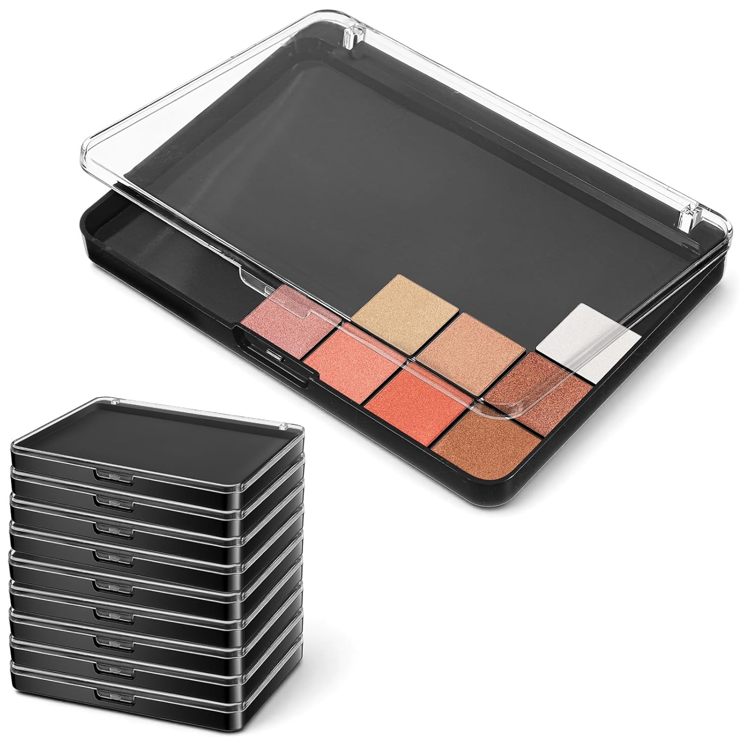 10 Pcs Magnetic Makeup Palette with Clear Top, Empty Eyeshadow Palettes depots Travel Storage Box for DIY Cosmetics Bronzer Highlights Powder, Small Palette, 5.5" x 3.9"