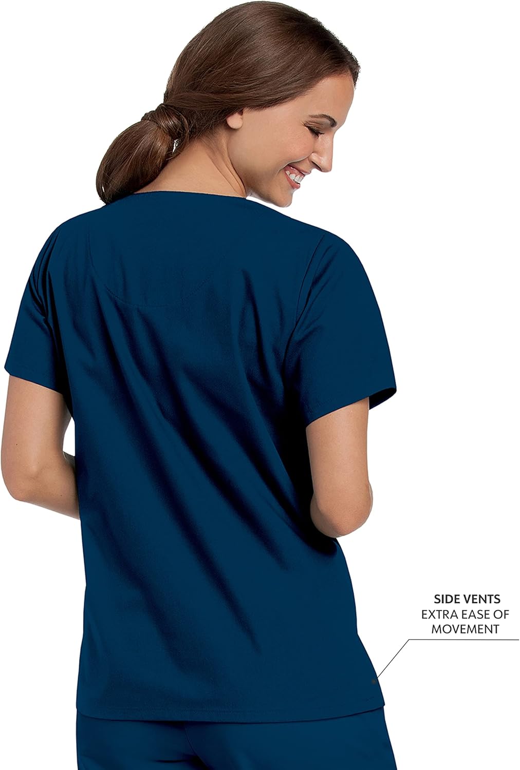 Landau Essentials Relaxed Fit 4-Pocket V-Neck Scrub Top for Women 8219
