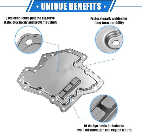 Miniatura 3 de Filtro de transmisión compatible con INFINITI QX70 2014-2017, filtro de transmisión automática de metal duradero en tono plateado