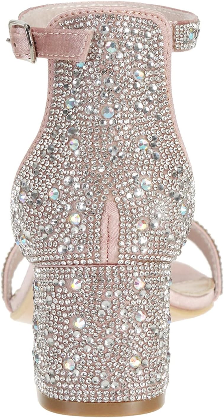SheSole Women's Ankle Strap Rhinestone Block Heels Bridal Sandals Peep Toe Strappy Party Wedding Shoes 4 710lKkoolQL. AC SL1500