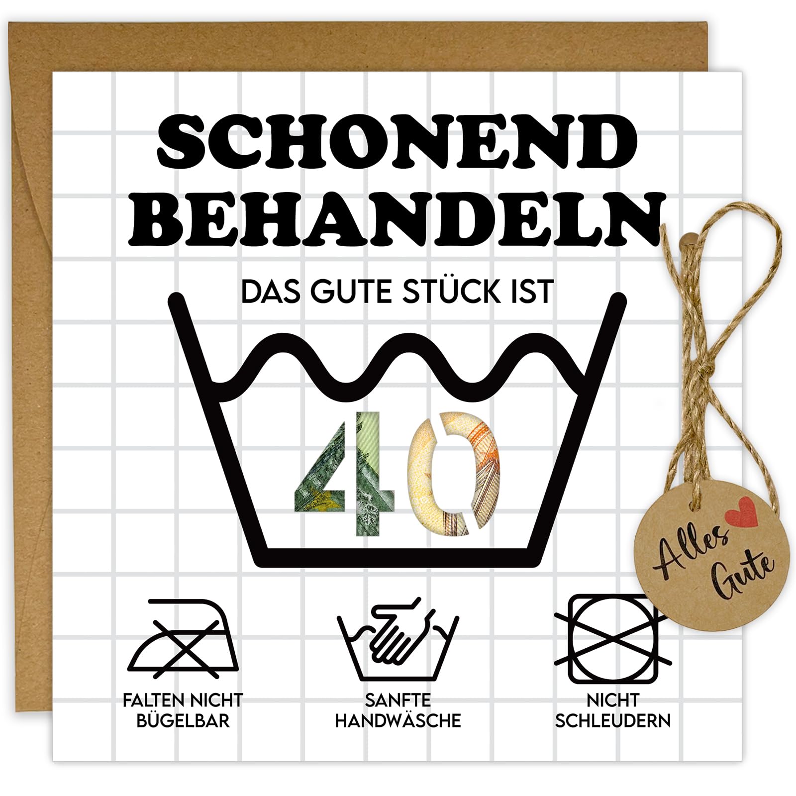 JOYEASE Geldgeschenke Geburtstag 40 mit Umschlägen, Schonend Behandeln Geschenk 40 Geburtstag Mann Frau, Lustige Geburtstagskarte 40 Geburtstag Männer Frauen