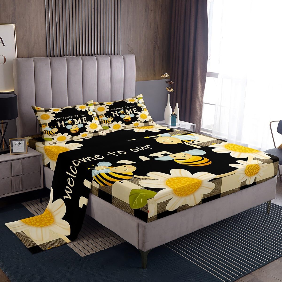 Erosebridal Leaves Bed Sheets Set Green,Sugar Skull Sheet Set for Men Adult Bedroom,Leaves Bedding Set,Halloween Decoration Flat Fitted Sheet 4 Pieces with Pocket,Full Size