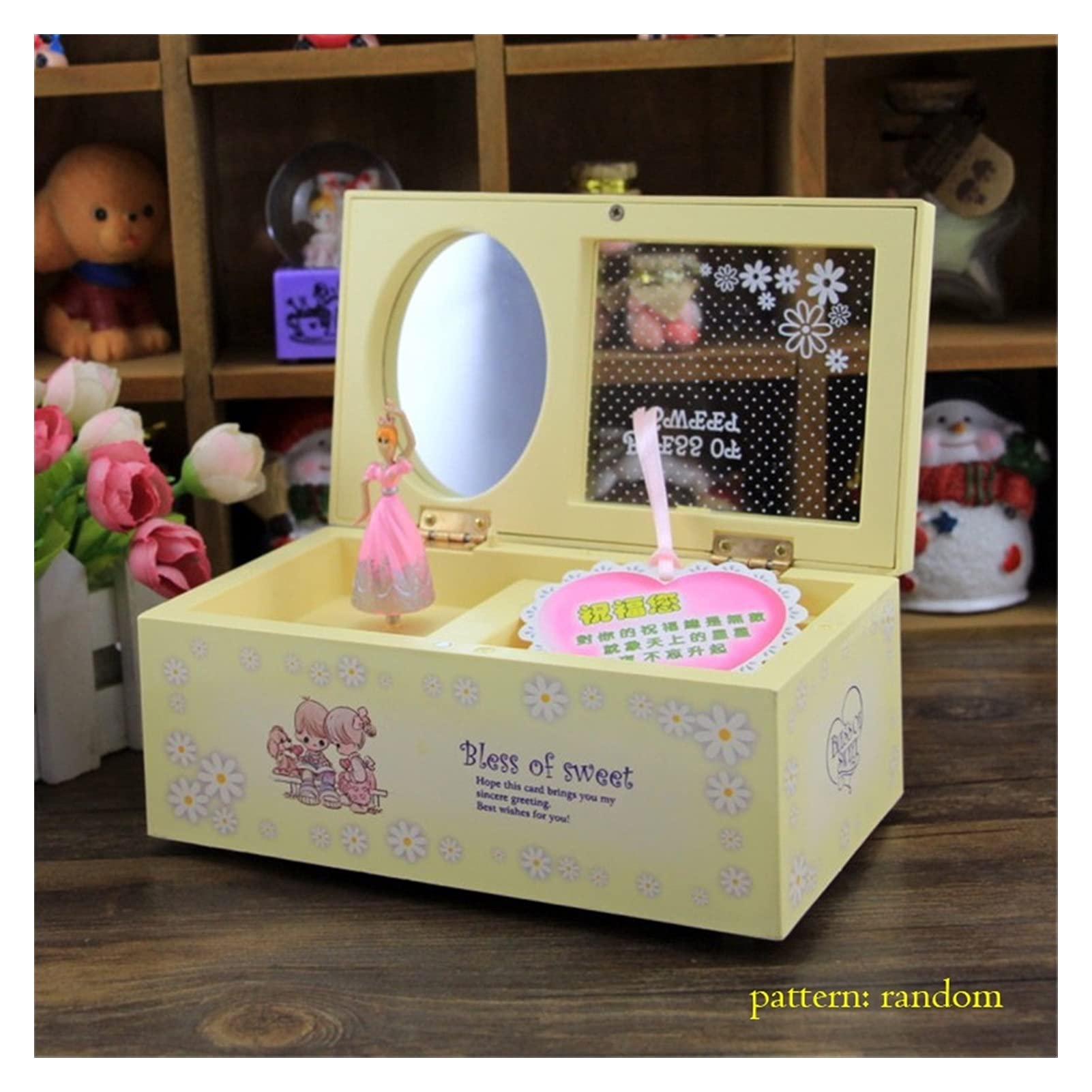 Caja de Musica Caja de música Bailarina giratoria Creativa Música Multifuncional Joyería Almacenamiento Transparente Cubierta Decoración Regalo Navidad(A)