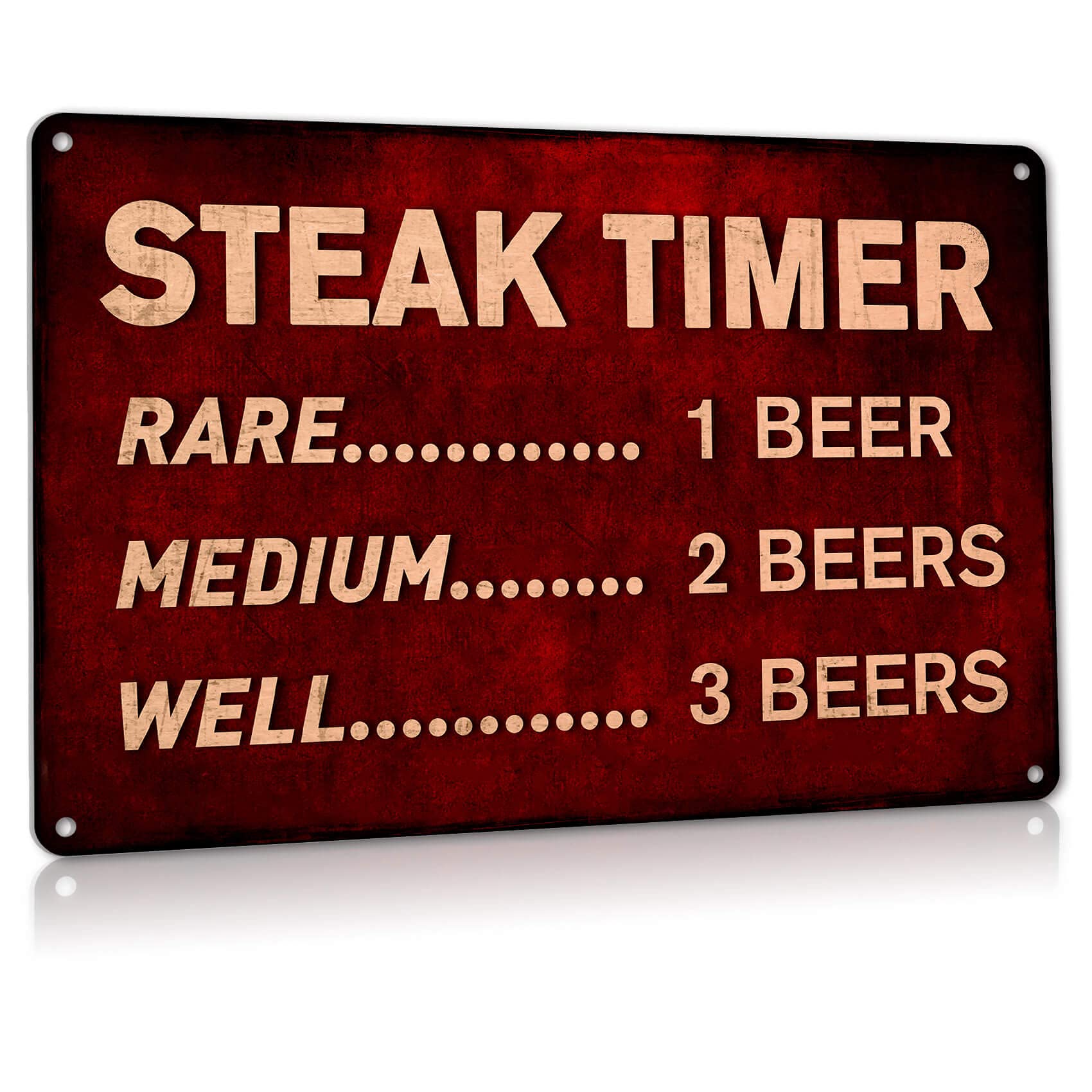 Vintage Metal Tin Sign Funny Beer Steak Timer - Bbq Rules, Outdoor S For Patio, Kitchen, Pub, Man Cave, Tiki Bar Decor 12x8 Inch Aluminum Custom Private Property Signs