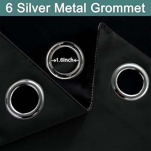 Miniatura 6 de Yakamok Par de cortinas 100% opacas con forro para dormitorio, tratamiento de ventana, aislamiento térmico, bloqueo de ruido para sala de estar (42