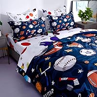 Vista 11 de Wajade Juego de edredón de 7 piezas con lazo azul para niñas, juego de ropa de cama tamaño individual con sábana y 2 fundas de almohada, 2 fundas