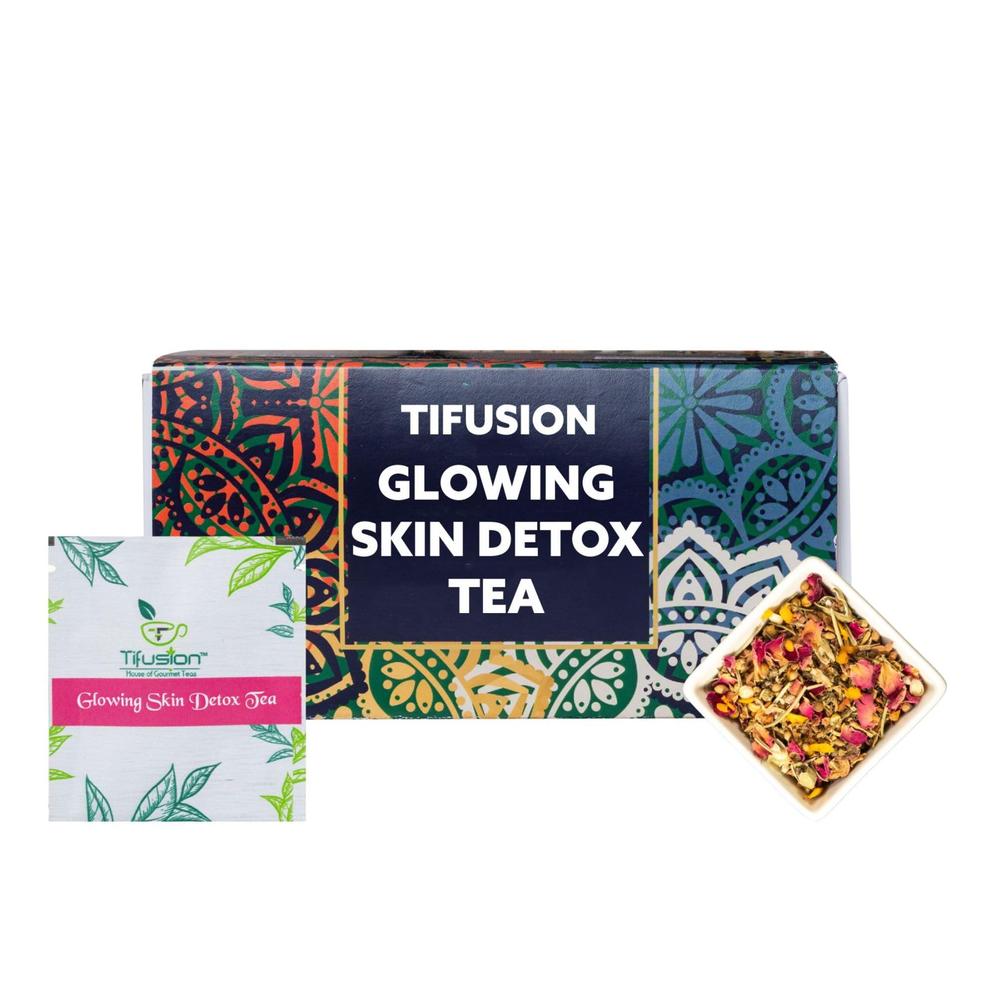 Tifusion Glowing Skin Tea for Healthy Hair & Glowing Skin| Whole Loose leaves Tea Iced Antioxidant Acne Herbal Cooler For Antiageing Blemish Control Wrinkles Pimples 20 Tea Bags (20 Serving Cups) (B0CCV6HCZR) Amazon Price History, Amazon Price Tracker