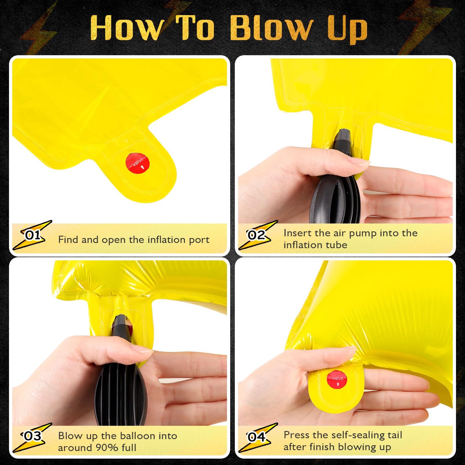 6 Pcs Large Lightning Balloons,36 Inch Lightning Bolt Foil Balloons,Flash Balloon for Party,Bolt Shape Foil Balloon for Birthday Party Wedding Baby Shower Boys Electric Supplies (Yellow)