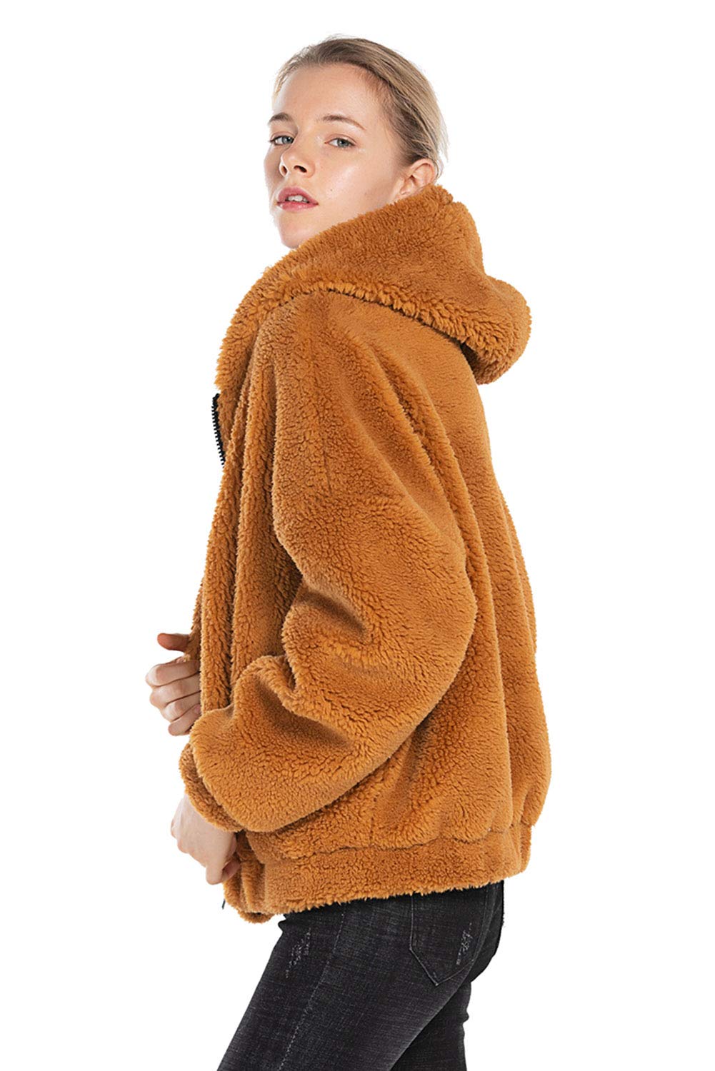 Extreme Pop Womens Soft Teddy Sherpa Fleece Hooded Jackets Winter Hoody UK Brand