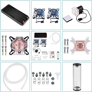 DIY 240mm Compputer Water Cooling Kit,240mm Cooler G1/4 CPU/GPU Block Pump Reservoir LED Fan Heat Sink Computer Water Cooling Connectors Kit,18 Waterways All-in-one Liquid CPU Cooler Kit