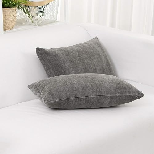 Miniatura 9 de HWY 50 Juego de 2 fundas de cojín decorativas negras de 20 x 20 pulgadas para sofá, cama, sala de estar, felpilla suave y cómoda, color liso,