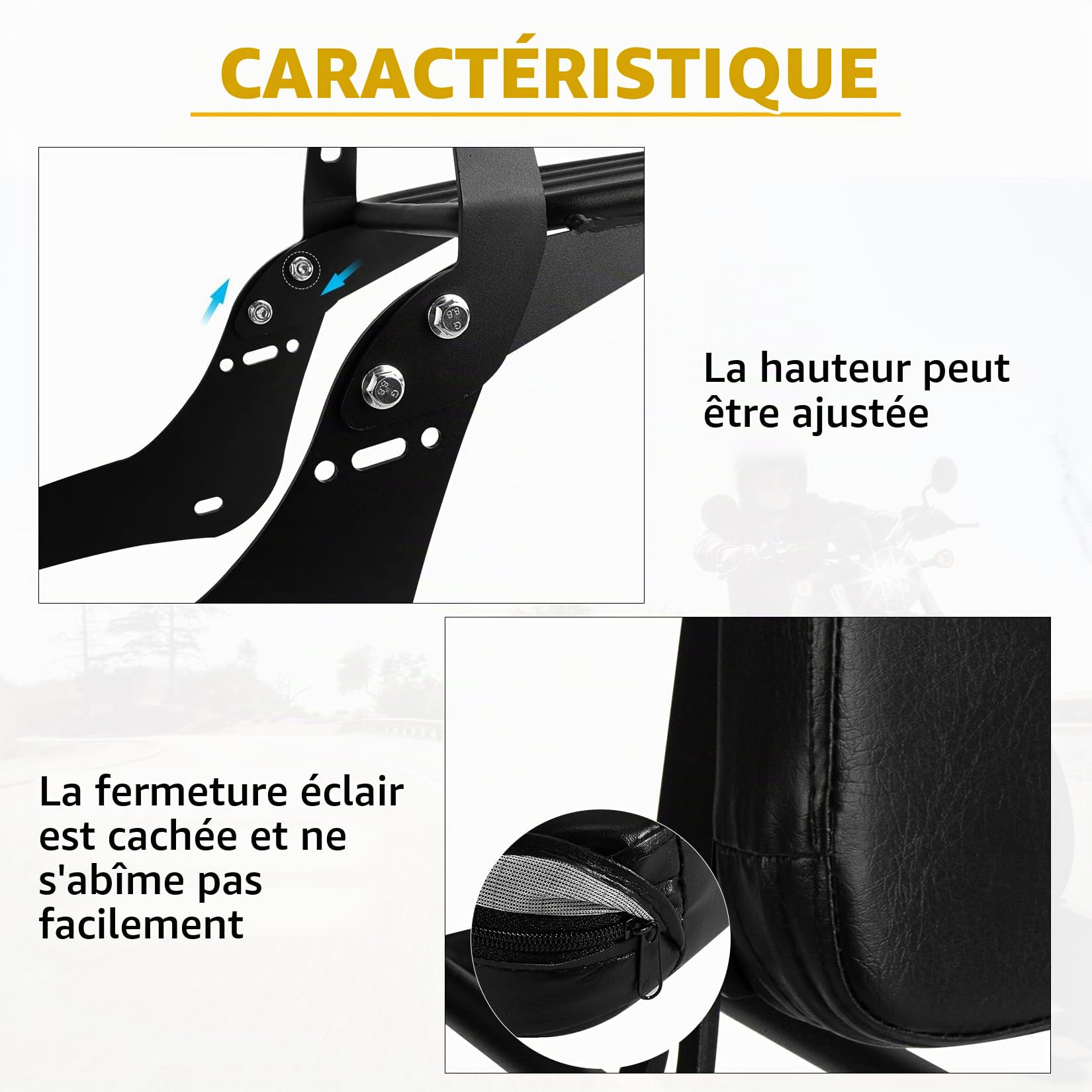 Coussin de Siège de Dossier Arrière de Moto avec Porte-bagages pour Rebel CMX500 CMX300 2017-2025, PSLER Dossier Passager Sissy Bar