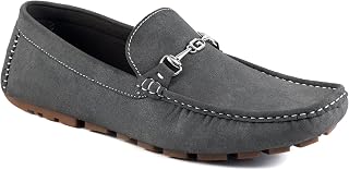 GUESS Men's Ansto Driving Loafers with Branded Metal Bit & Memory Foam Insole - Classic Comfortable Slip-Ons