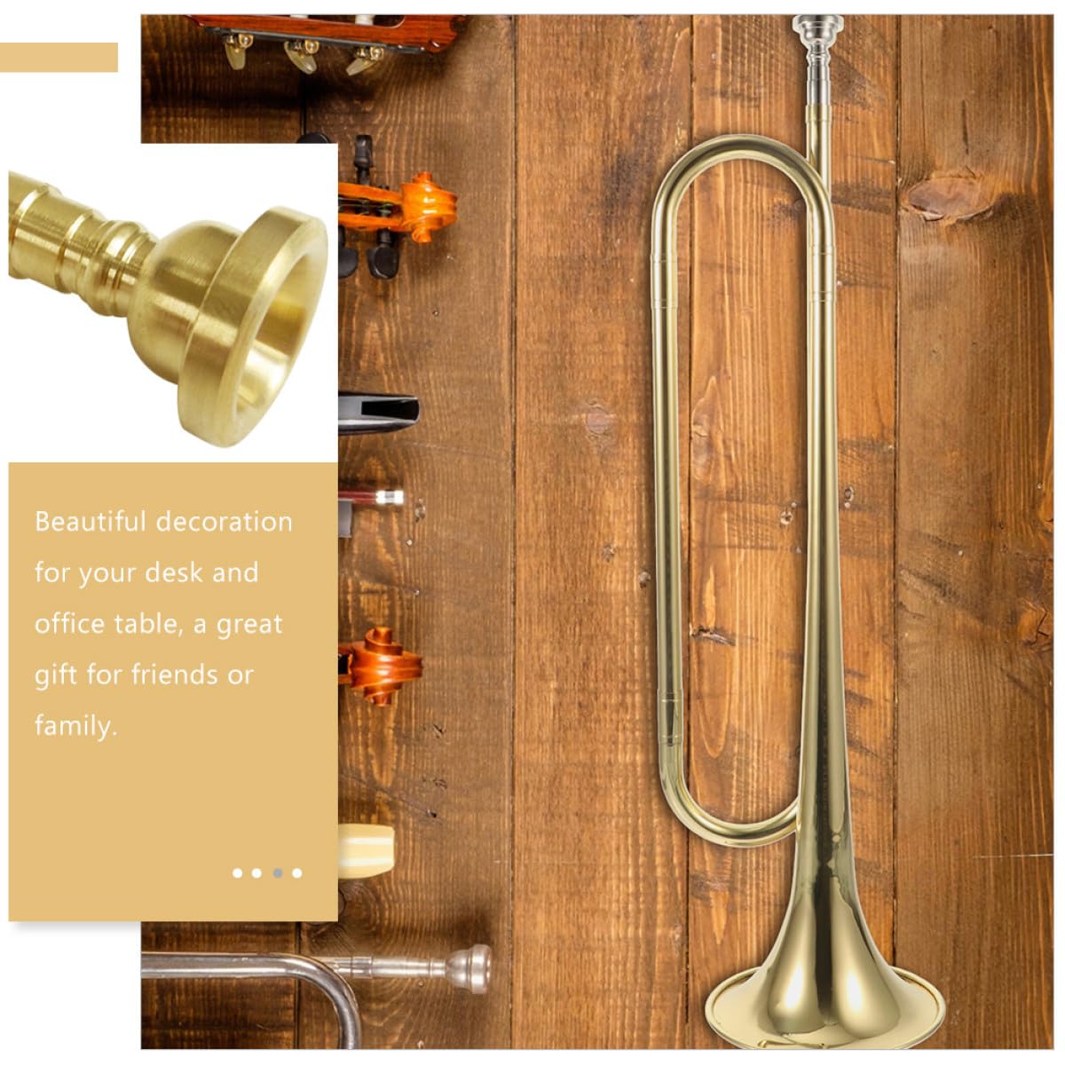 Trompeta Educativa de Metal para Jóvenes Instrumento Musical de Viento Ligero Juguete Musical Preescolar Regalo para Alumnos y Decoración