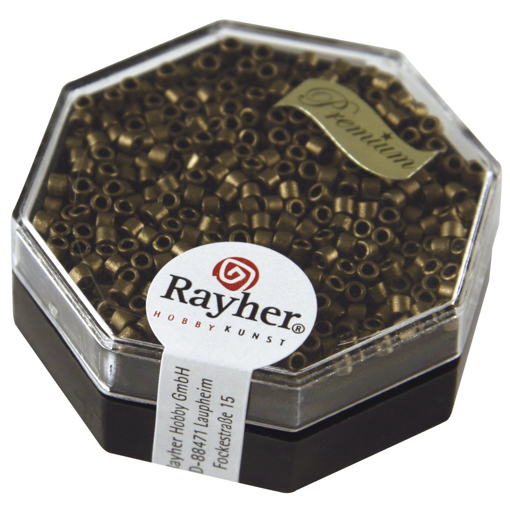 Rayher Delica seed beads, 2.2 mm diameter, metallic matt, smoke topaz 14751563