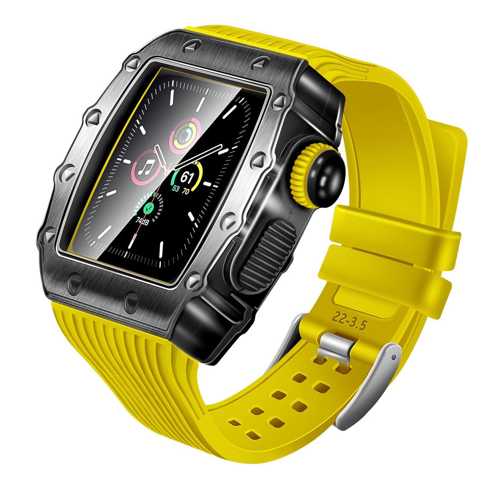 EPANO Etui ze stopu aluminium pasek do zegarka iWatch 6 5 4 44 mm silikonowa bransoletka do Apple Watch 8 7 45 mm pasek etui sportowy zestaw do modyfikacji paska