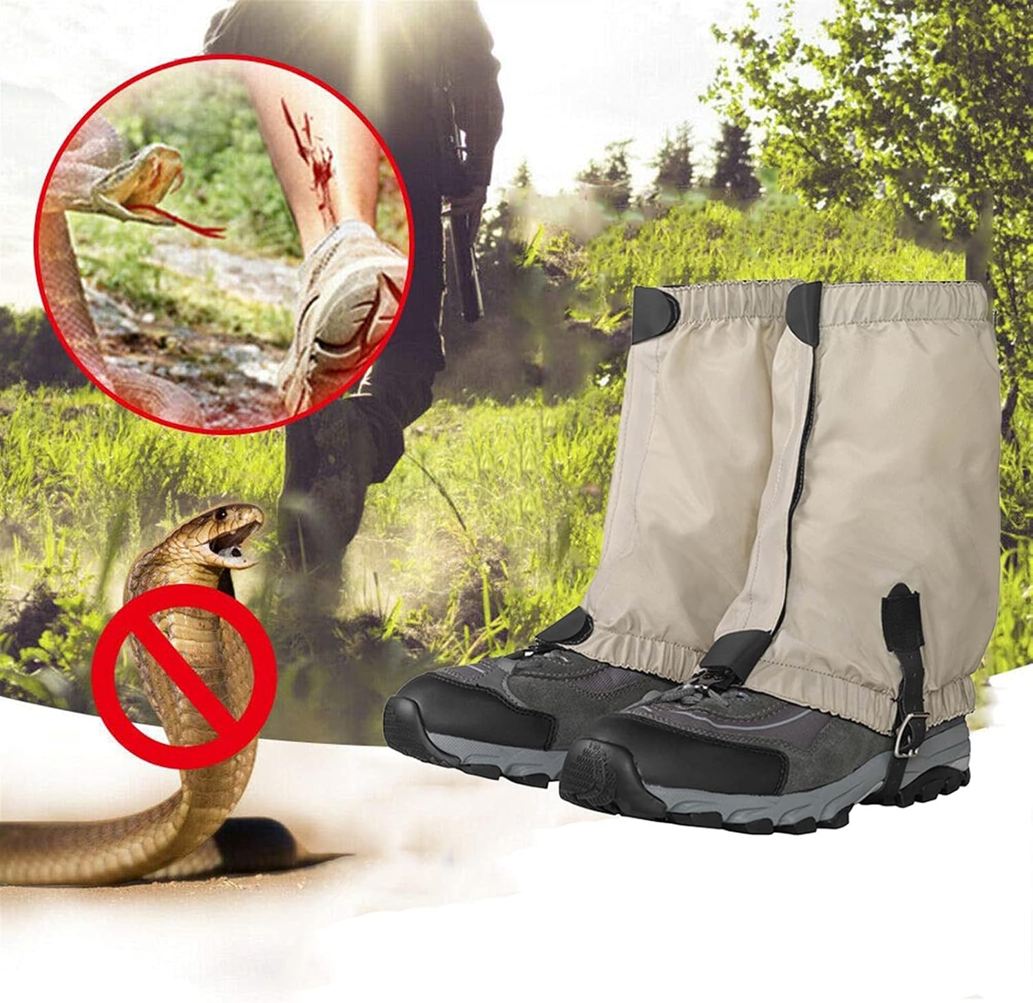 leg Gaiters Outdoor Leggings Waterproof Gaiters, Short Breathable Snow Mountain Climbing Leggings, Desert Trekking Shoe Cover, Jungle Hunting, Snake Bite Proof (Color : Gray, Size : M)