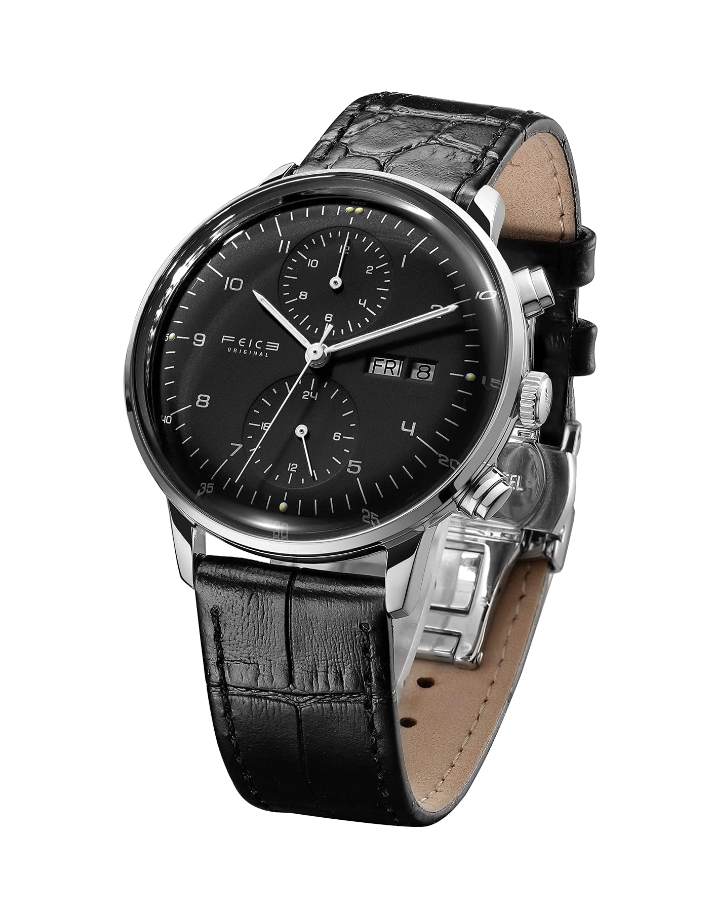 FEICE Mens Watches Bauhaus Automatic Watch Stainless Steel Mechanical Watch Wristwatch Casual Dress Watches for Men with Leather Bands Date -FM121