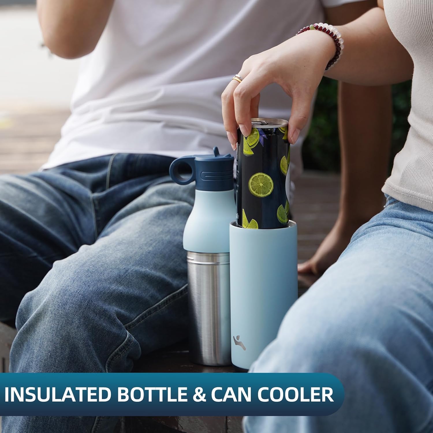 Stainless Steel Water Bottle with Straw, Insulated, Reusable Metal Travel Bottle with Bottom Removable Cup, BPA Free, Leak Proof, Grey - Image 2