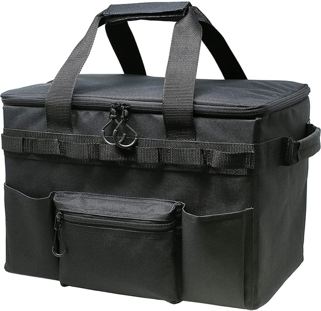 JSEIAJB Outdoor Multifunctional Gear Container with Movable Partition Camping Picnic Cookware Storage Bag Black