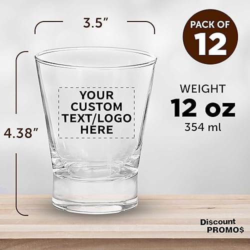 Miniatura 5 de Vasos de whisky con logotipo personalizado, 12 onzas, juego de 96, paquete personalizado a granel, perfecto para whisky, bourbon, cóctel,