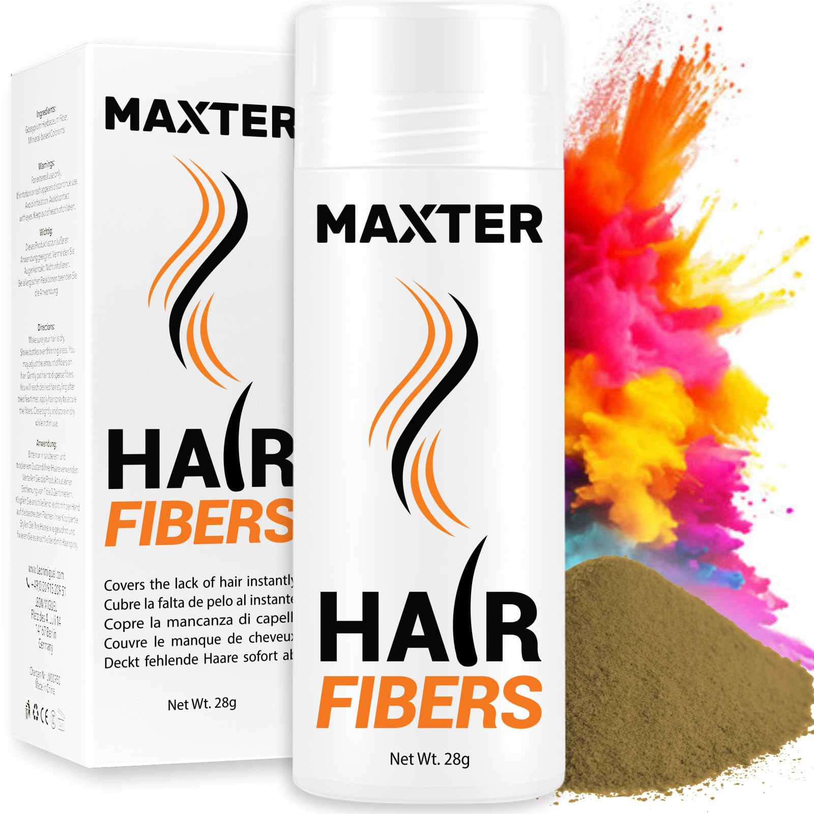 Maxter HAIR FIBRES Blonde - Hair Powder Men and Women to Conceal Hair Loss - Microfibre for Added Density and Volume
