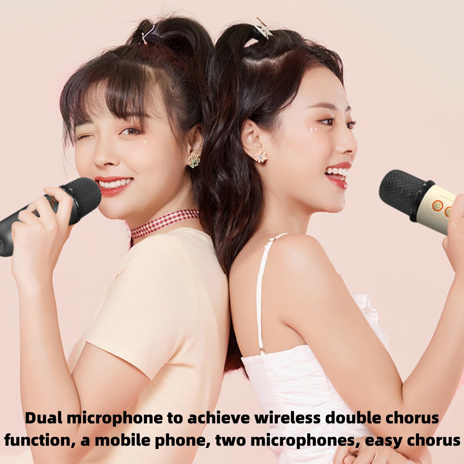 Macchina per karaoke Bluetooth ricaricabile, altoparlante portatile con microfoni wireless e luci a LED, effetti che cambiano la voce, giocattolo per karaoke, lettore karaoke, per feste di compleanno