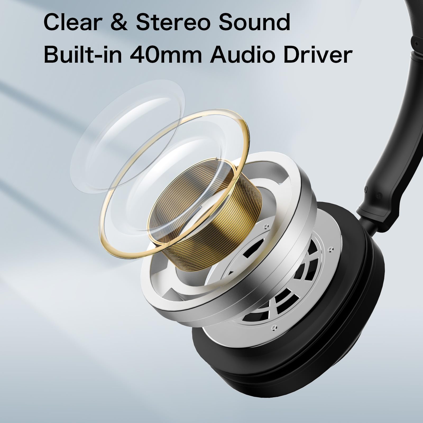 Voistek Cuffie con microfono Bluetooth e USB Dongle, batteria da 50 ore, auricolari wireless con microfono, cancellazione del rumore, casa, ufficio, call center