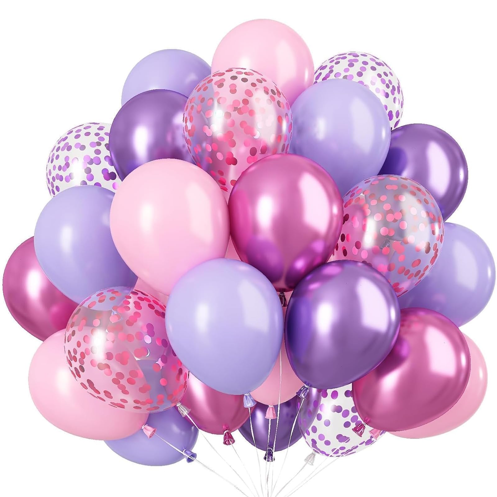 Pink and Purple Balloons, 100pcs 12 Inch Latex Balloons, Confetti Balloon, Perfect for Girls Birthday, Princess Party, Baby Shower, Bridal Shower, Celebration Events & Girly Themed Party Decorations — image 1
