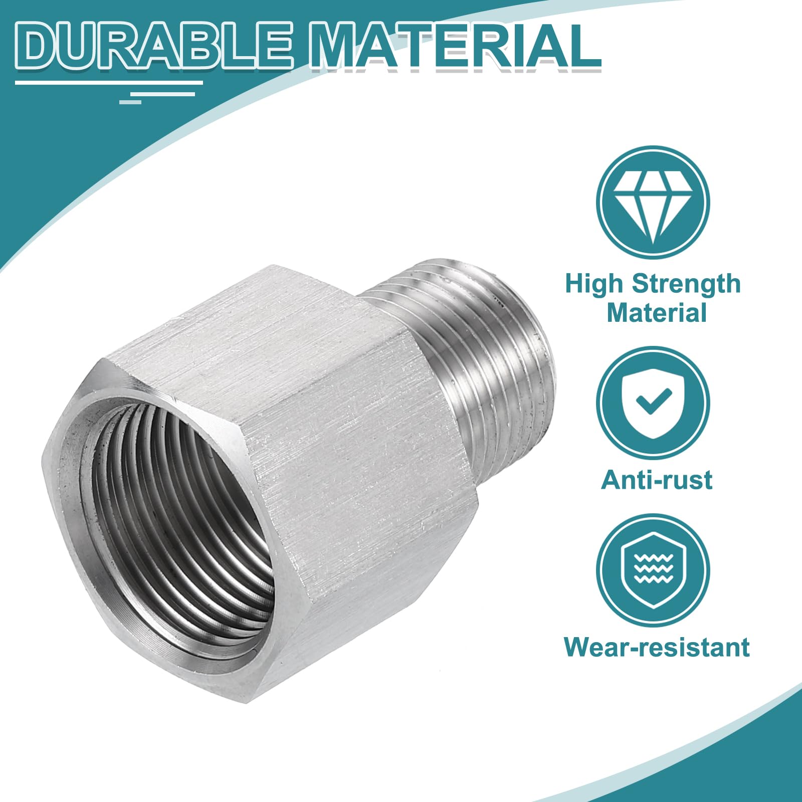 QUARKZMAN Reduktor do rur Adapter redukcyjny 3/8" NPT męski x M20 żeński 304 złącze reduktora ciśnienia wody oleju powietrza kolor srebrny