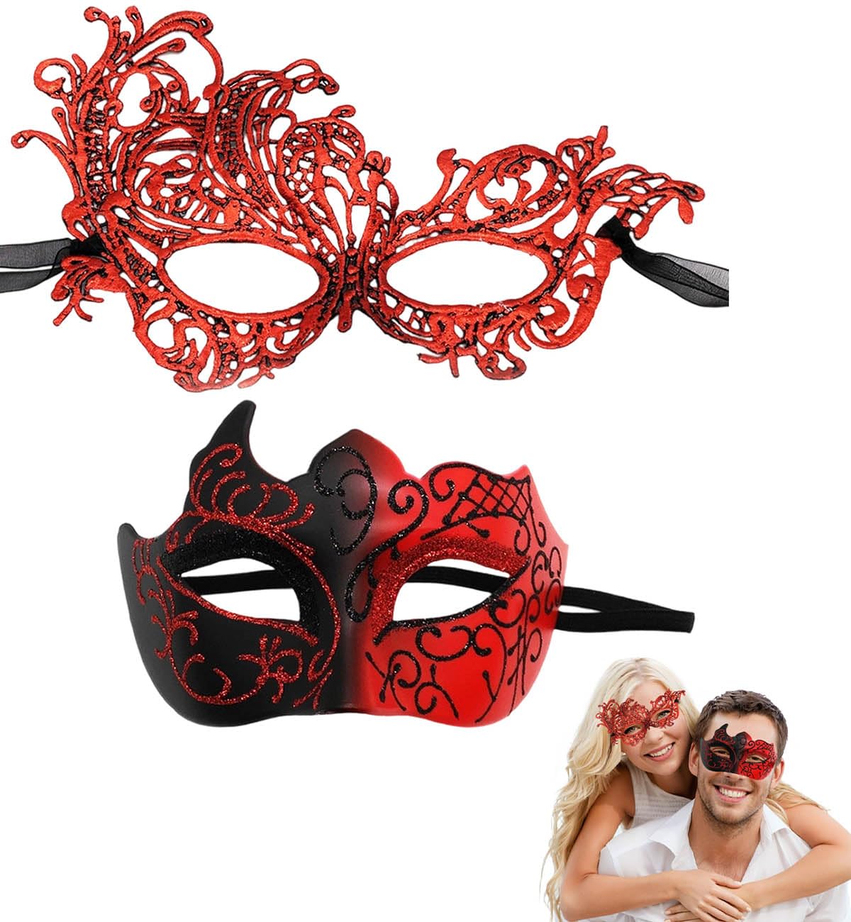 SHIFANQI Masquerade Mask for Men Women Masquerade Ball Masks for Couples Halloween Costumes Lace Eye Mask for Venetian Party Prom