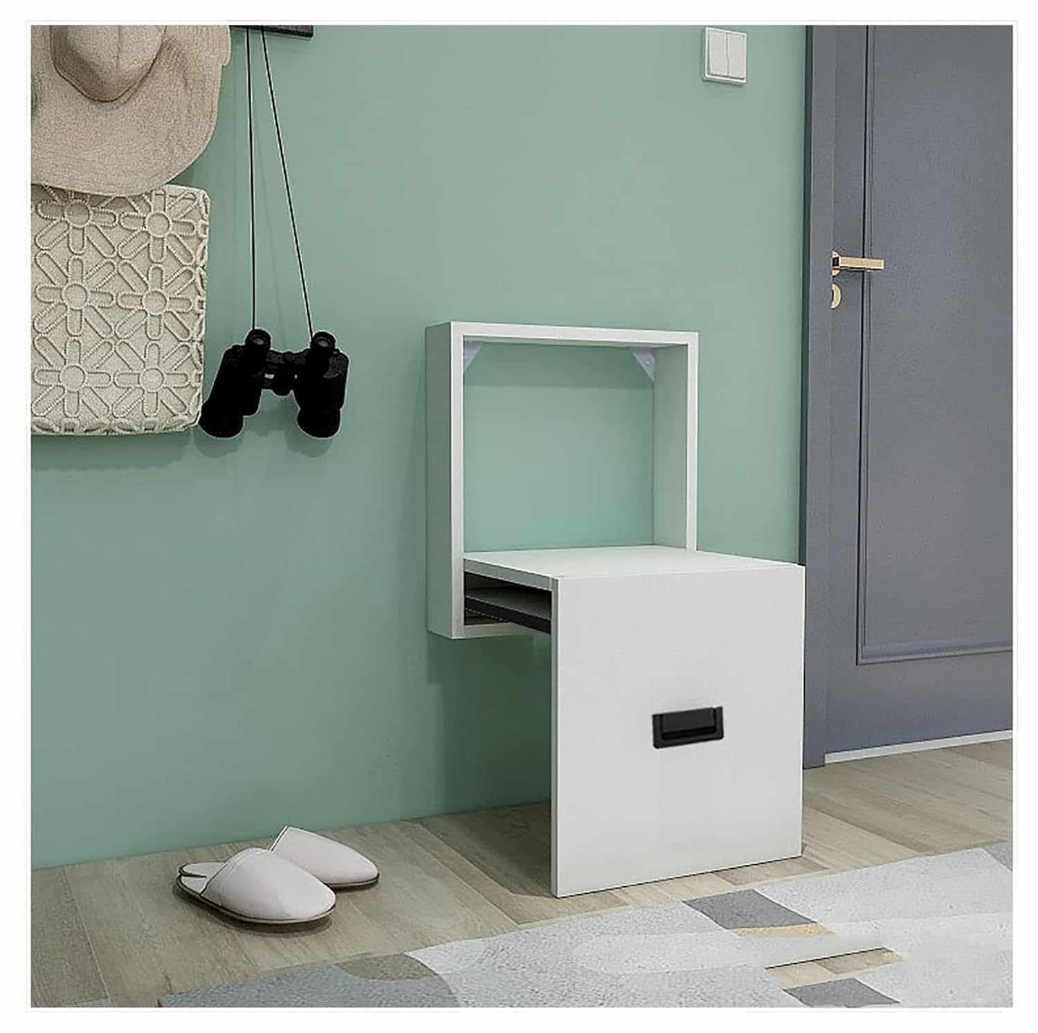 MYUYEE Folding Chair Wall-Mounted, Invisible Shoe Changing Stool, Solid Wood Wall Mounted Shoe-Changing Stool,Wall Mounted Entryway Stool Bench,120Kg Carrying For Bedroom/Foyer(B-Size)