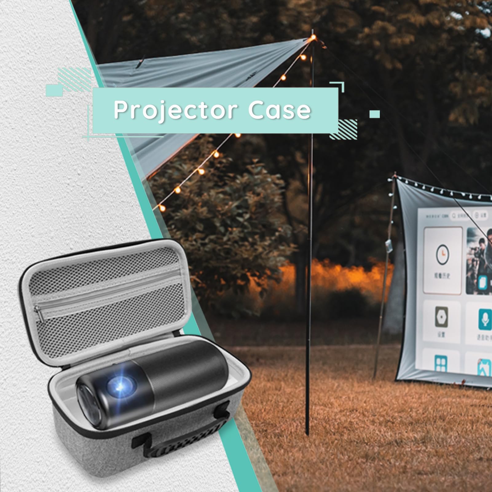 Projektortasche für Capsule 3 Laser 1080P, Langlebige, Wasserdichte, Rüttelfeste EVA-Projektortasche, Reise-Projektorbox, Tragbare Projektor-Tragetasche (grau)